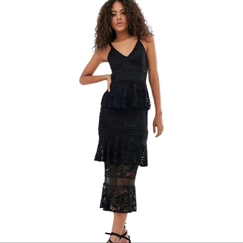 ASOS Lace Tiered Midi Dress